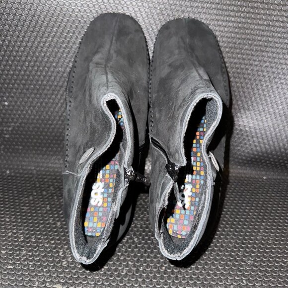 SAS Jade Side Zip Black Leather Suede Ankle Boots Booties Women’s Size 10W3 - Picture 6 of 8